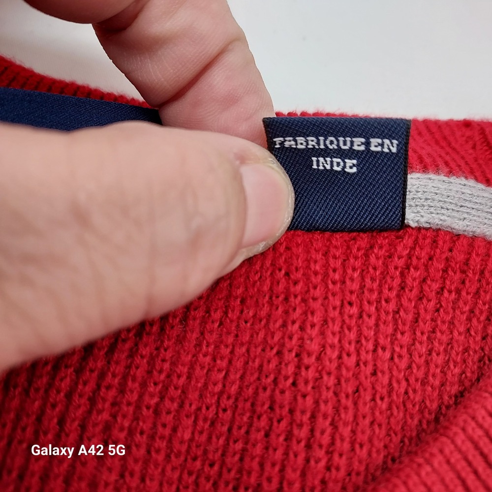 Cutter Buck Men M M Red Textured Knit Crew Neck Sweater Cotton - Picture 3 of 8
